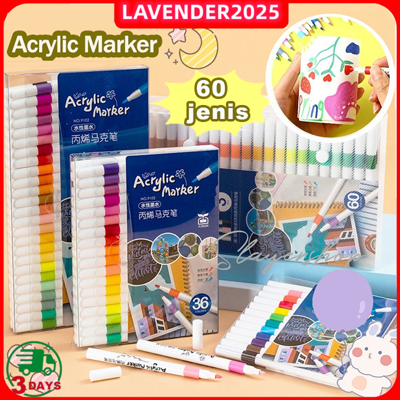 

【COD】36/48/60/80 Colors Pen Akrilik Marker Warna Cepat Kering Tahan Air / Spidol Acrylic Painter / Menggambar Kreativitas Seni Edukasi Anak Acrylic Marker Set Spidol Akrilik DIY Painting Spidol Pastel Pulpen Highlight Drawing Warna