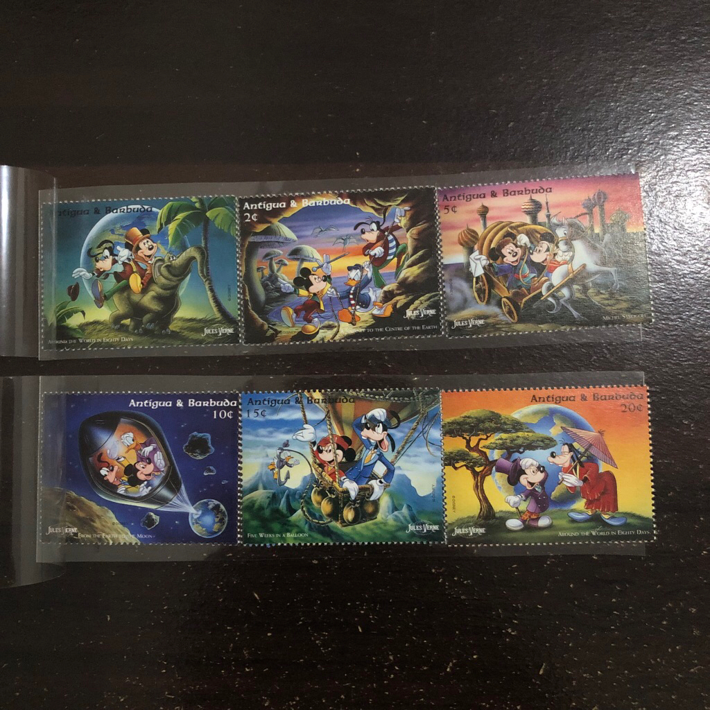 

perangko anak disney stamp antigua barbuda jules verne mickey mouse donald duck goofy