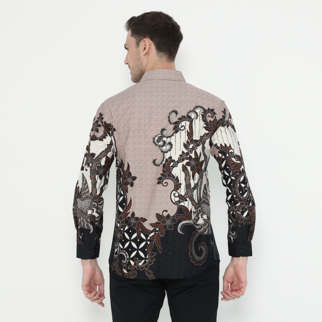 New Product Kemeja Batik Pria Atasan Batik Modern Lengan Panjang Warna Salem Olr293