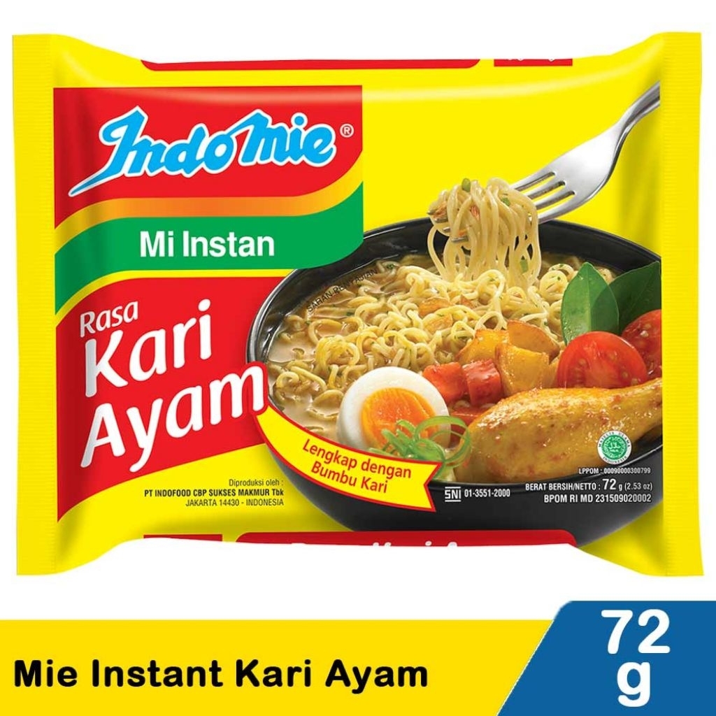 

INDOMIE MI INSTAN KARI AYAM 72Gram exp 10/2025