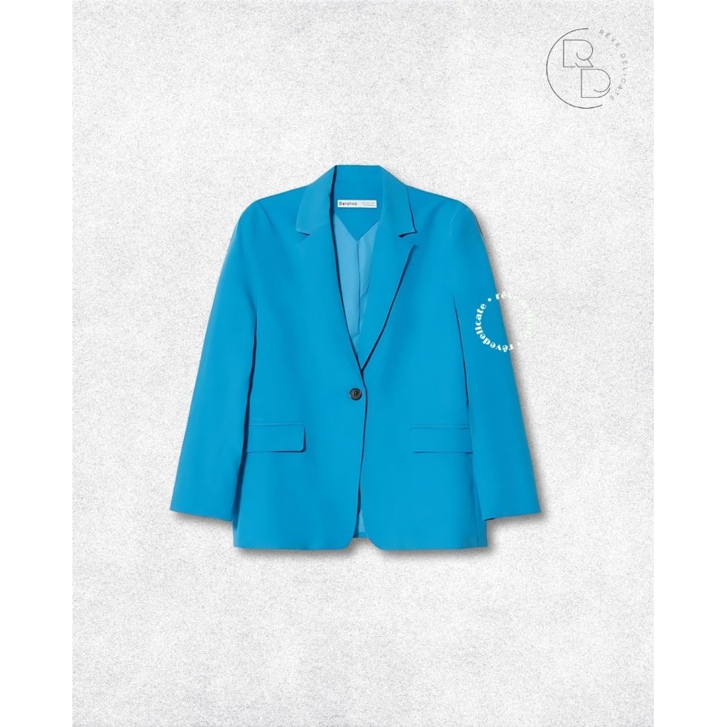 [SALE] Bershka Blazer Wanita Original Size S - Outerwear Formal Biru Terang Stylish & Minimalis