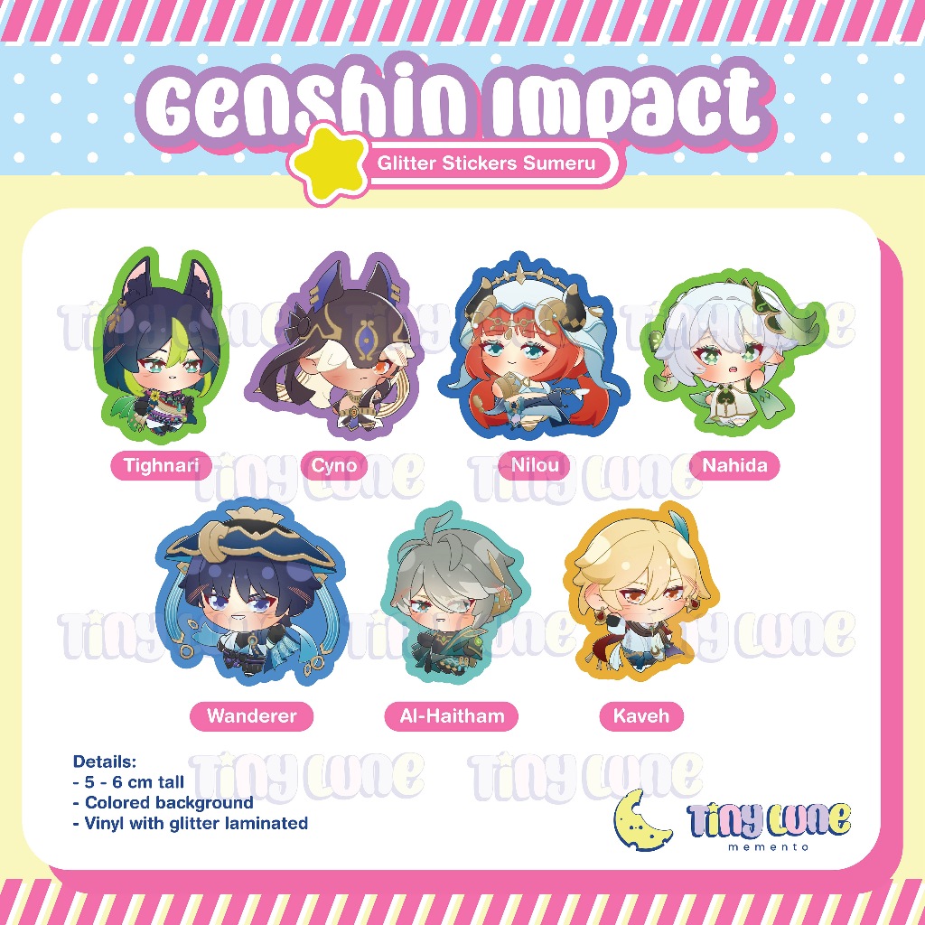 

[Glitter Sticker] Genshin Impact - Sumeru Series Glitter Stickers (Minimal pembelian Rp.15.000)