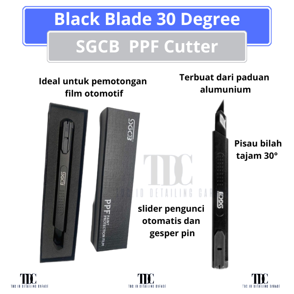 

SGCB Black Blade 30 Degree Angled Utility Knife Professional PPF Cutter