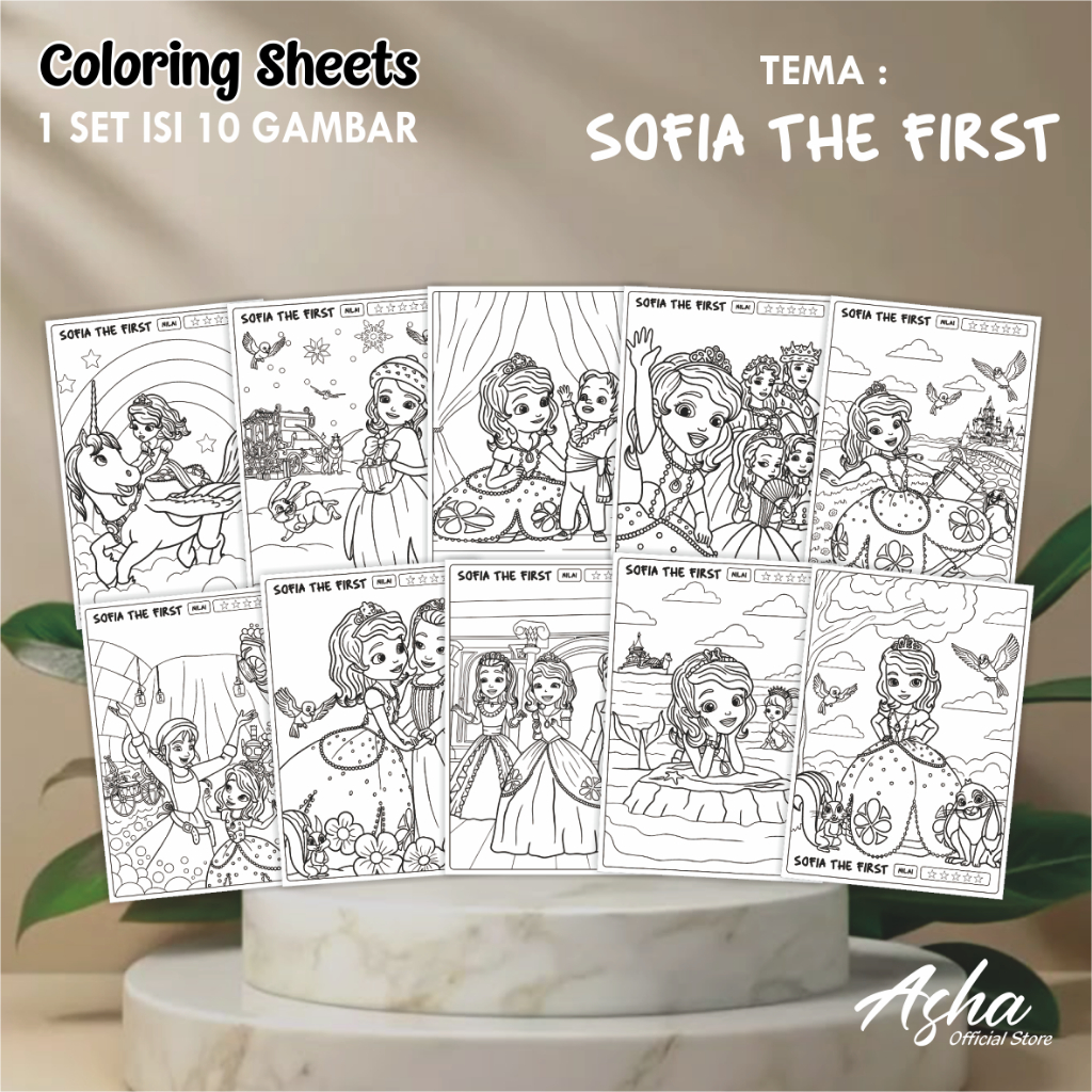

KERTAS GAMBAR UNTUK ANAK - LEMBAR MEWARNAI ANAK 1 SET ISI 10 GAMBAR SOFIA THE FIRST UKURAN A3