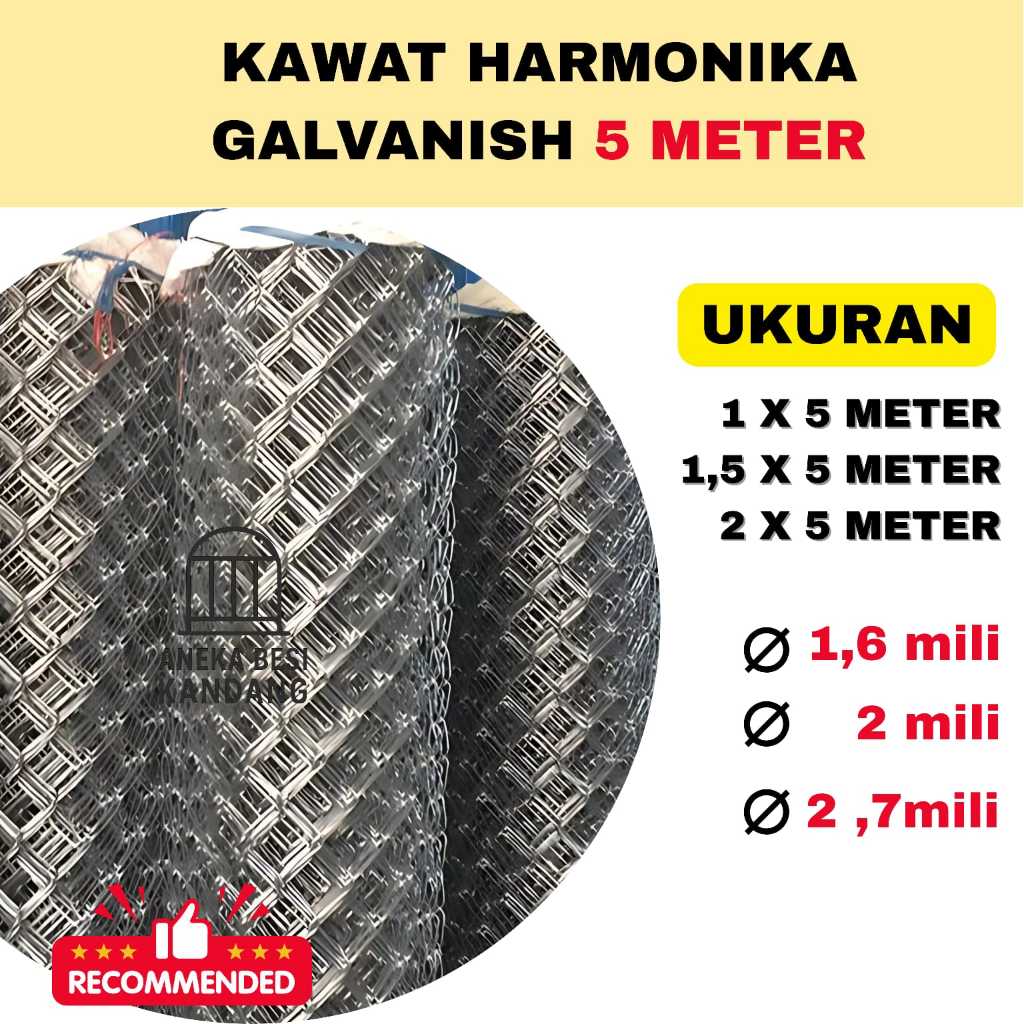 Kawat Harmonika Galvanish 5 Meter | Pagar Rumah, Kebun, Lapangan & Kandang