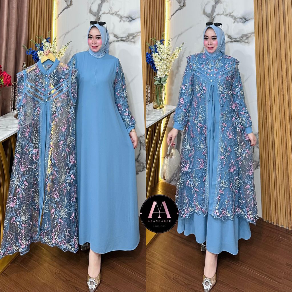 Gamis Mewah Outher Tile Bordir Daleman Ceruty babydoll premium Full Puring