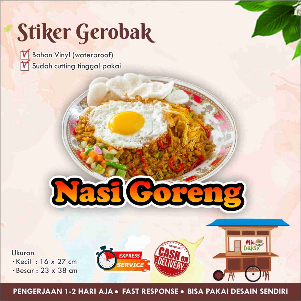 

STIKER KACA GEROBAK VINYL NASI GORENG / LABEL MAKANAN