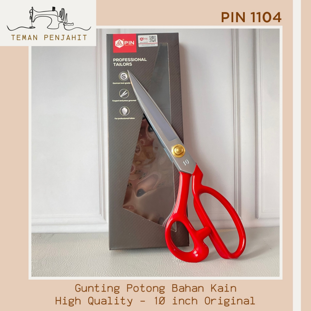 Gunting Kain Jahit Merk "PIN" MERAH 10 Inch / Gunting Kain Pin 1104