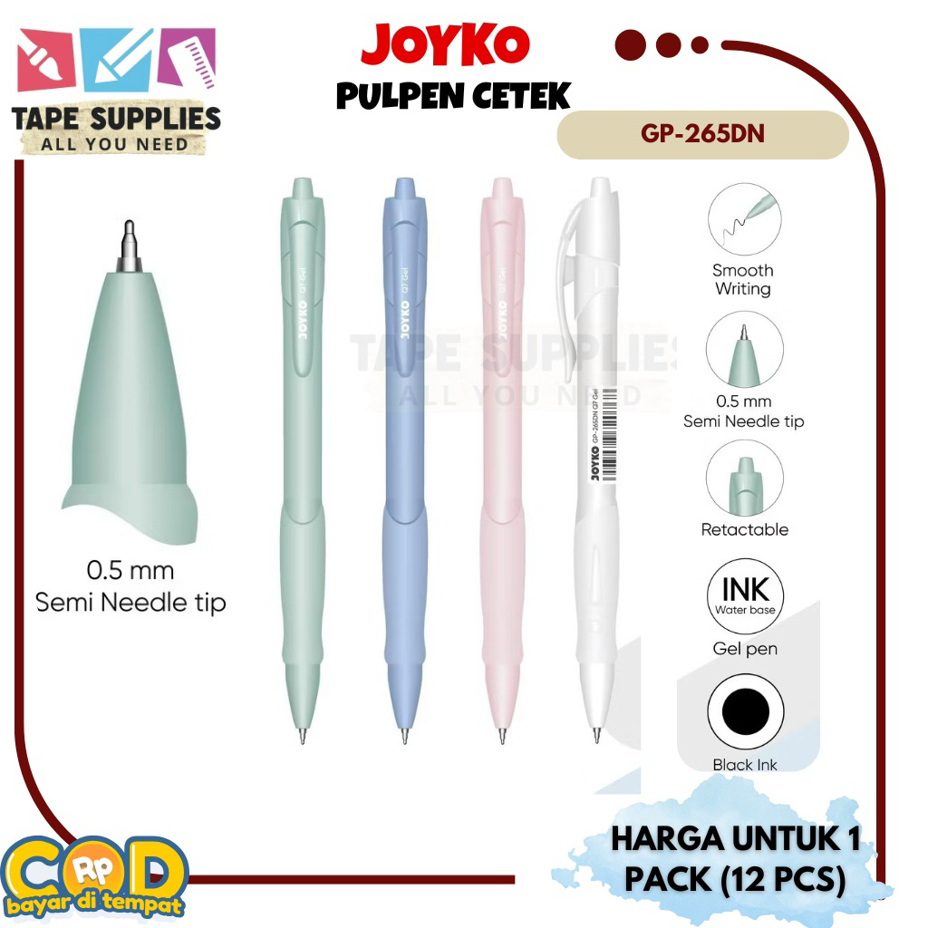

RAGASI_S - PULPEN GEL GP-265DN JOYKO 12 PCS PULPEN GEL JOYKO GP-265DN RETRACTABLE 12 PCS PACK