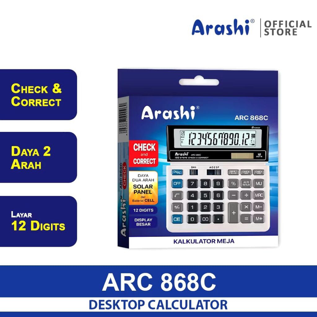

Arashi Kalkulator ARC 868 C / Kalkulator Meja 12 Digits