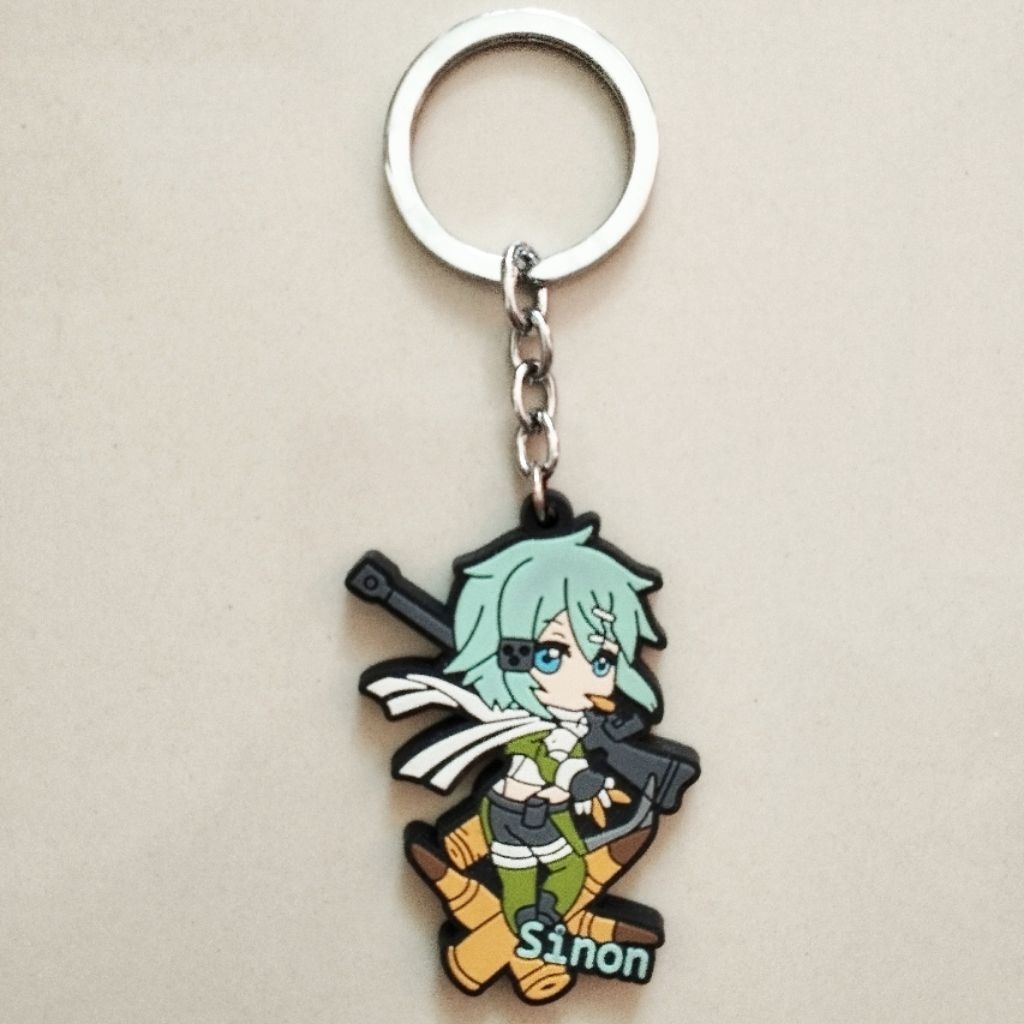 Keychain Anime Sinon Sword Art Online SAO Gantungan Kunci Ganci Rubber Merchandise