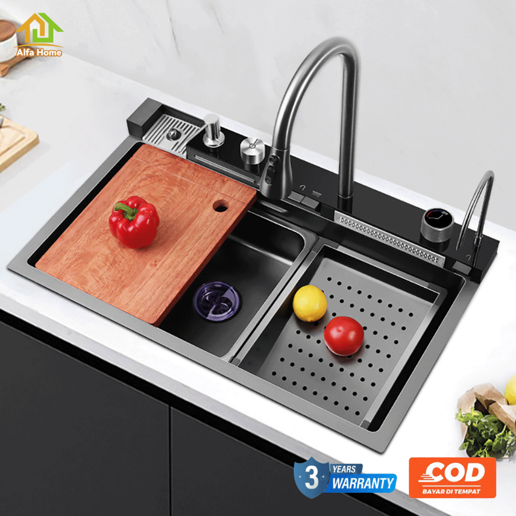 Kitchen Sink Wastafel Stainless Steel SUS304 3.0mm,Modern Tebal Kapasitas Besar Sink / Bak Cuci Piri