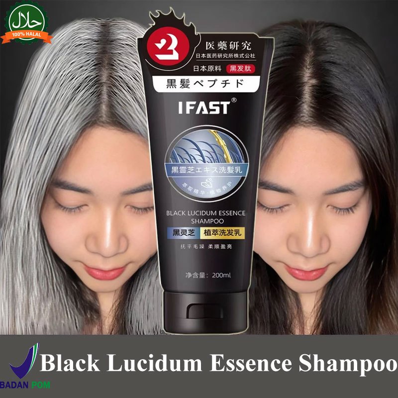 100% Original Jepang Shampo Penghitam Rambut Uban 200ml Menjadi Hitam Permanen Sampo Penghilang Uban