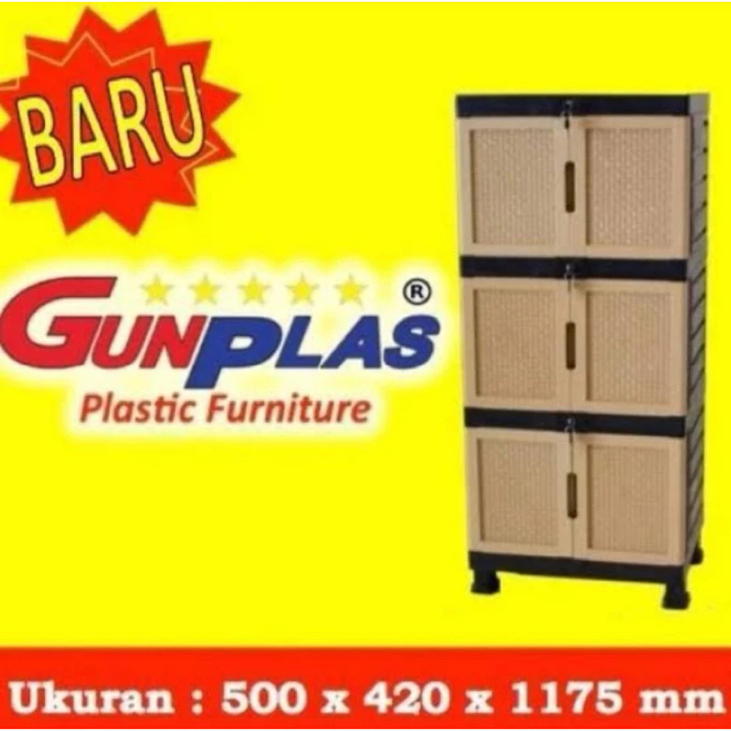 Gunplas Lemari Plastik/Kabinet Mini Susun 3 dan Susun 4 Full Kunci - Lemari Kabinet Plastik