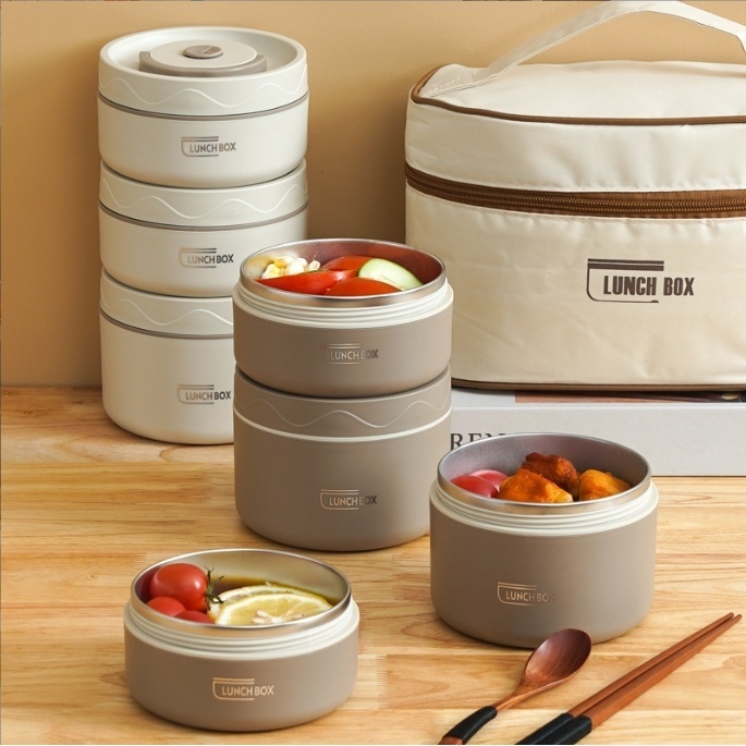 TERLARIS Lunch Box Stainless Tempat Bekal Tempat Makan Stainless Bekal Makan Set 304 Baja Tahan