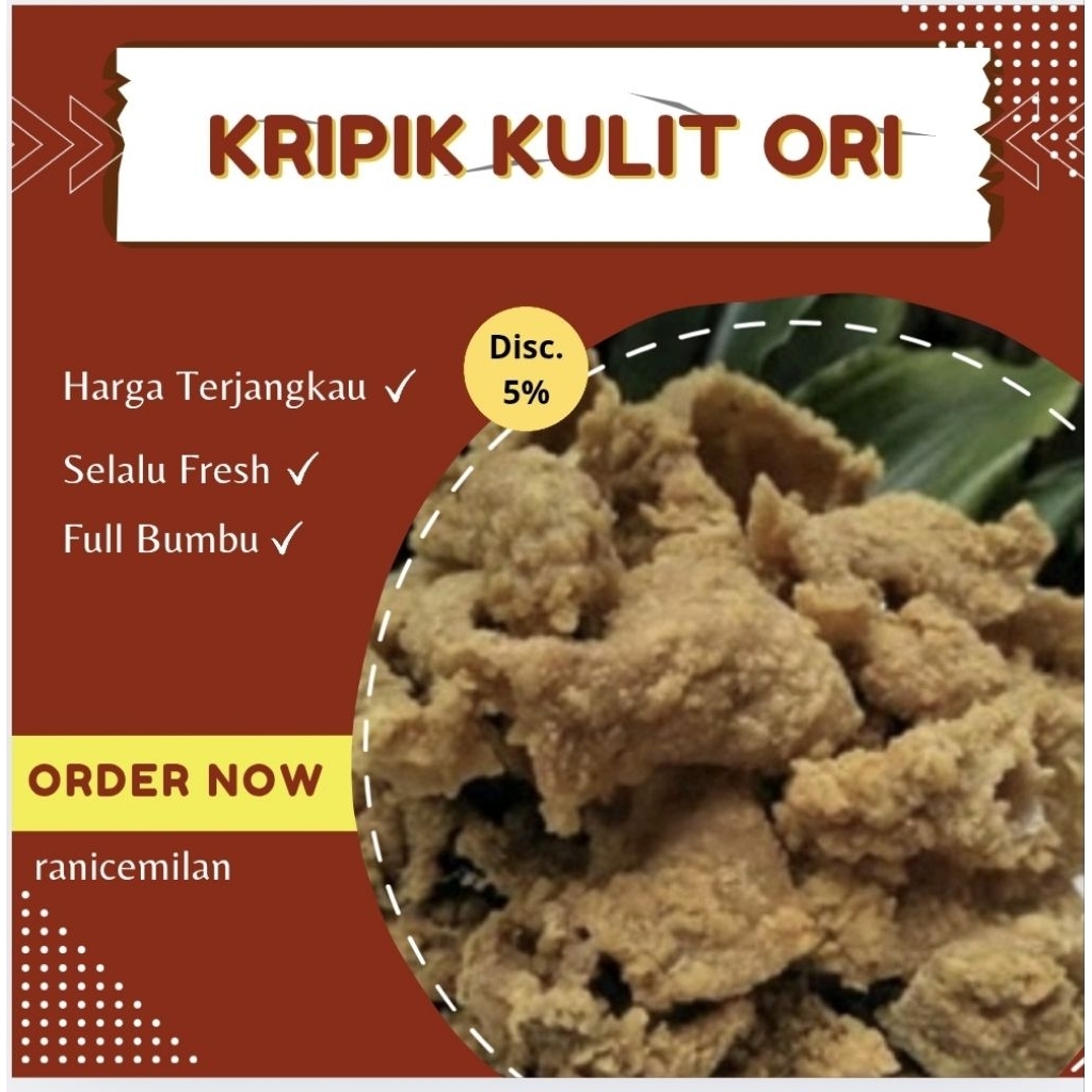 

kripik kulit ayam original pedas renyah krispy