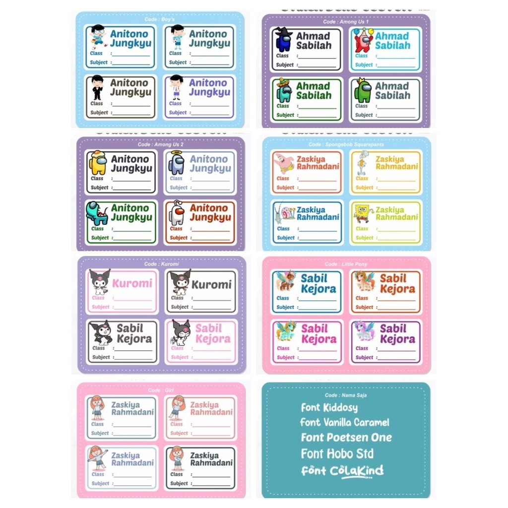 

sticker buku bahan glossy