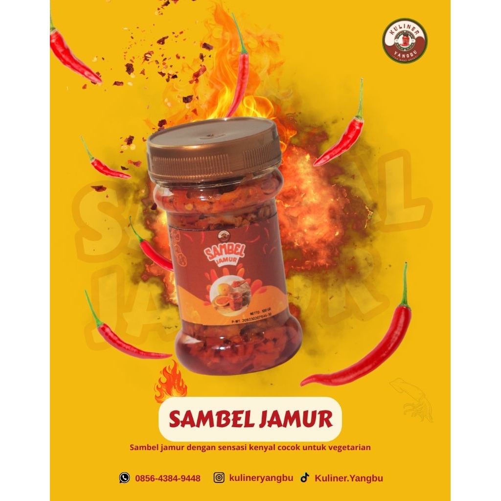 

Sambel jamur Kuliner Yangbu pedas asin homemade halal tanpa pengawet sintetis 120/170gr