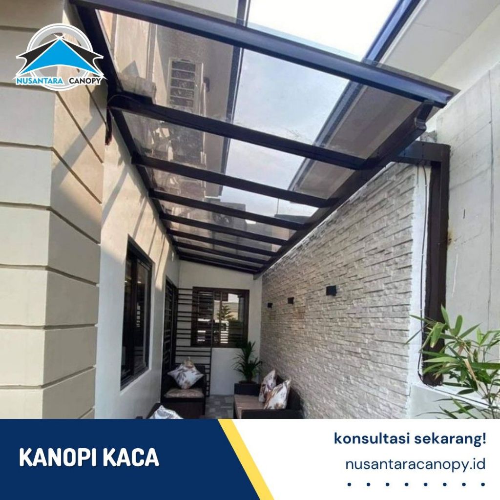 Jasa Canopy Atap Kaca Murah Berkualitas, Bergaransi - Kanopi Tempered Glass Carport Minimalis Bogor