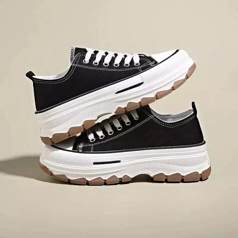 Sepatu Wanita Canvas Bertali Fashion Import Korea Sepatu Sneakers Wanita Hak Tinggi Sepatu Sekolah