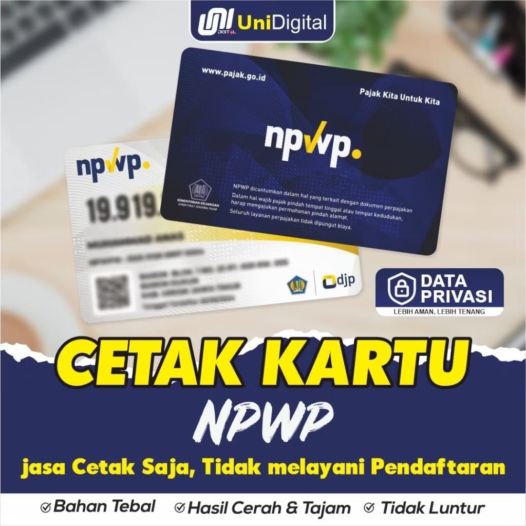 

Kartu NPWP Bahan Tebal Anti Air