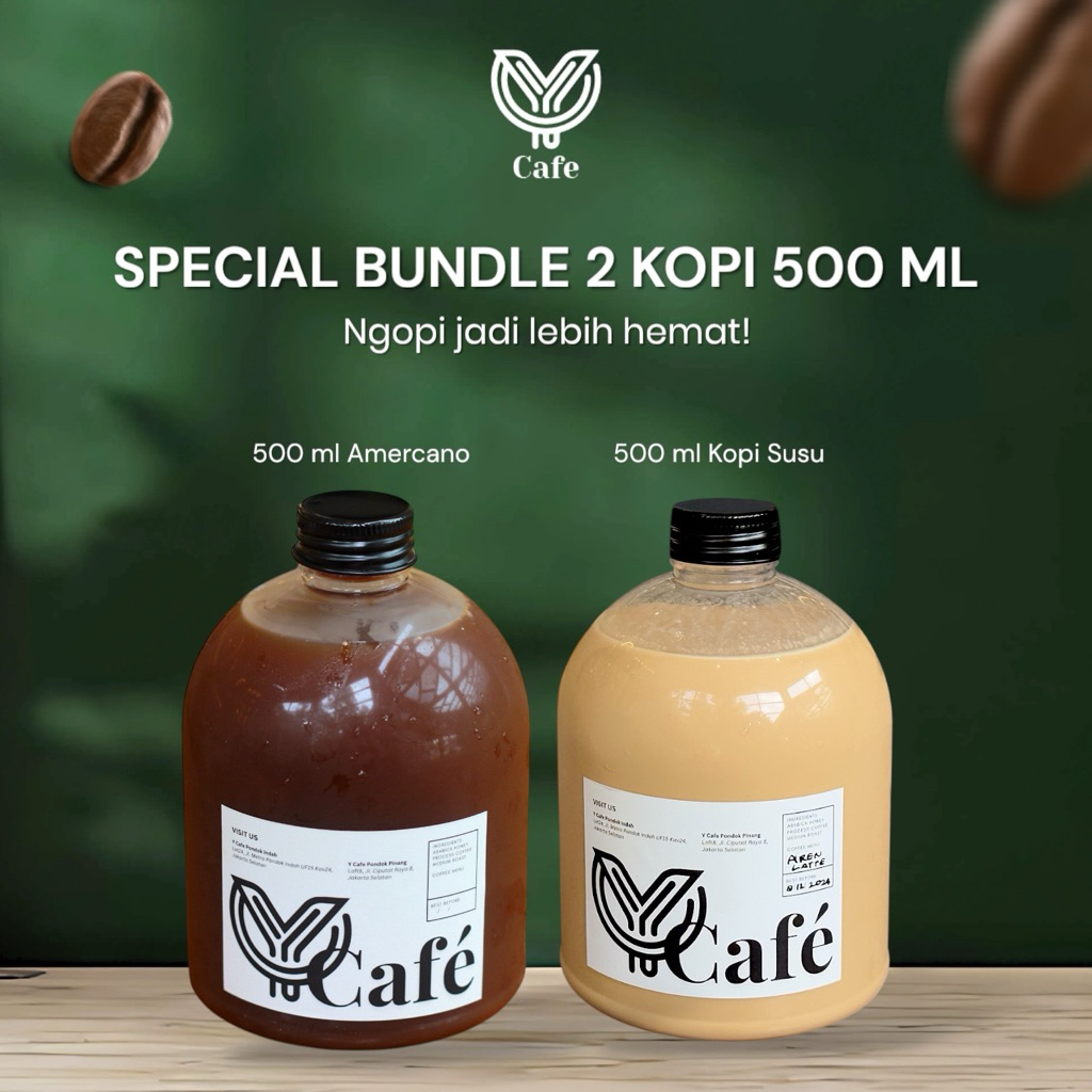 

SPECIAL BUNDLE Kopi Americano 500 ml dan Kopi Susu 500 ml Minuman Kemasan Botol Espresso Arabica Kopi Botol Praktis Tinggal Tuang By Y Cafe