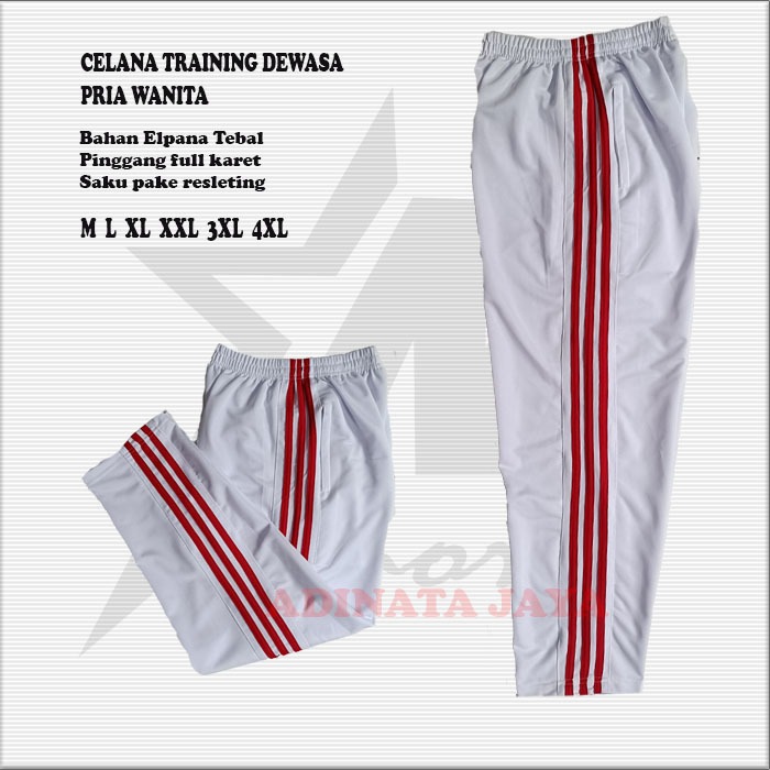 Celana Training Panjang Olahraga Pria Wanita Warna Putih Ukuran  M L XL XXL 3XL 4XL / Celana Trainin