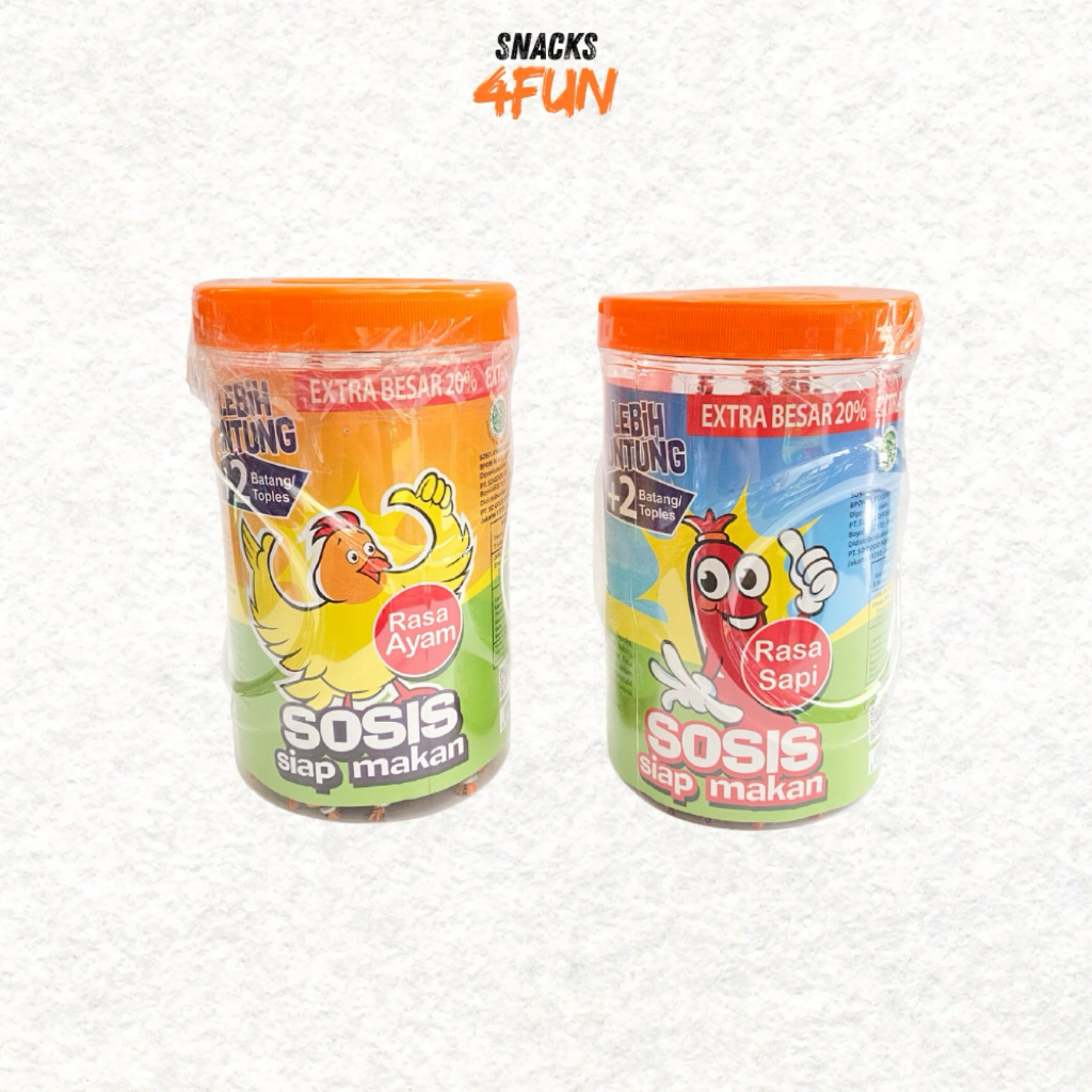 

Frozen Food Sosis Sonice siap makan Rasa Ayam + Sapi isi 24+2 pcs/ 1 toples
