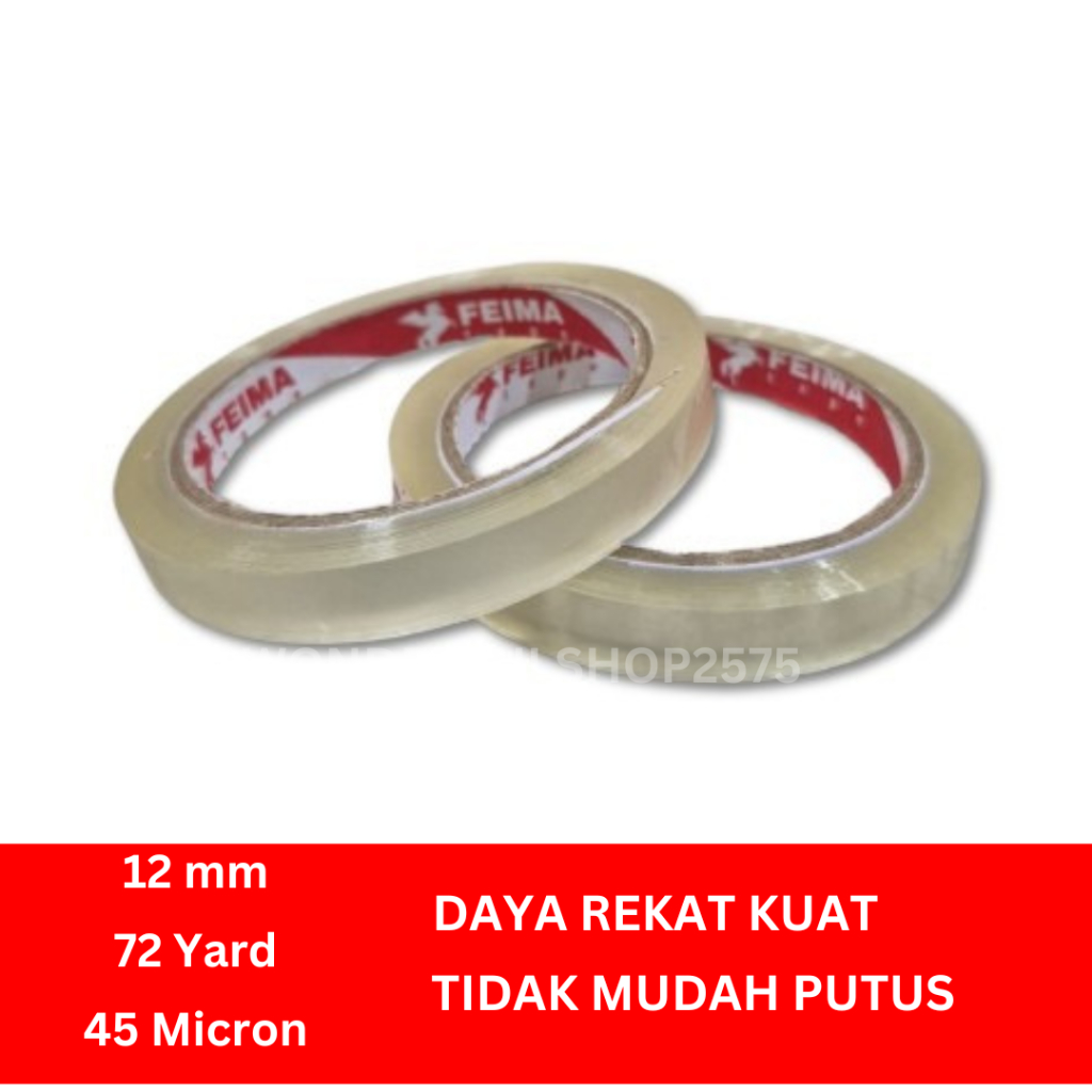 

Lakban Bening 1/2inch 12mm x 72Yard 45micron 1Slop12pcs