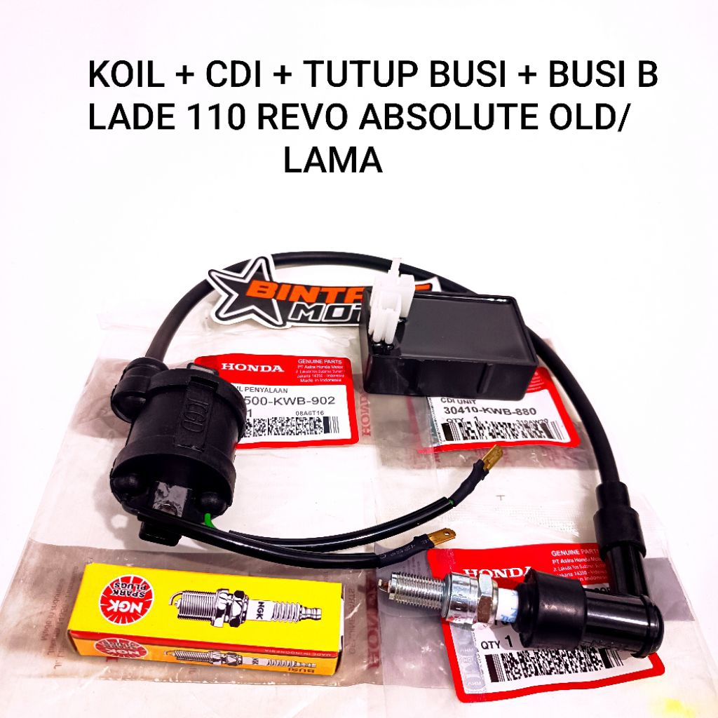 KOIL + CDI + TUTUP BUSI + BUSI BLADE 110 REVO ABSOLUTE OLD/LAMA
