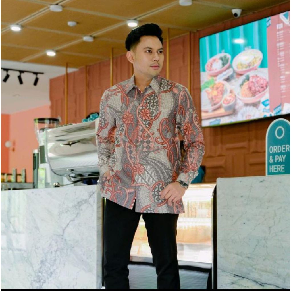 Batik pria premium lengan panjang bahan doby