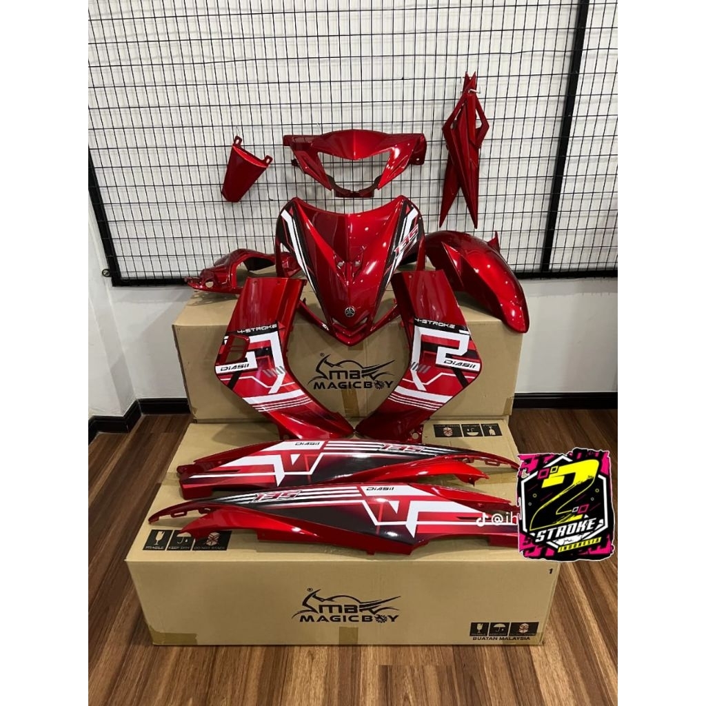 COVER BODY HALUS FULLSET YAMAHA JUPITER MX LAMA BODI SET JUPITER MX OLD 135 CUSTOM DECAL WARNA MERAH