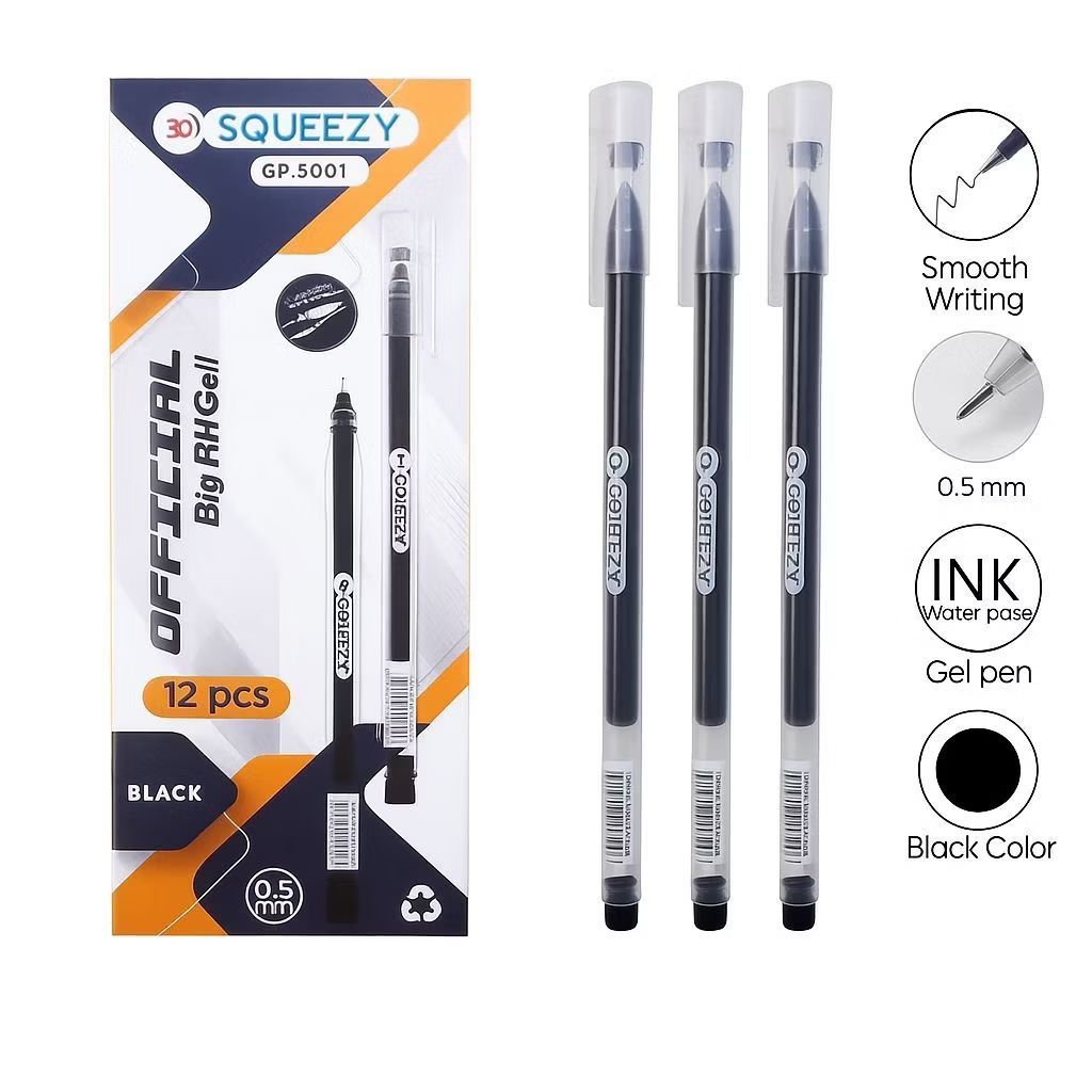 

Balpoin Pulpen 1 Pak Squeezy Official 0,5 mm Tinta Hitam 12Pcs bolpoin murah