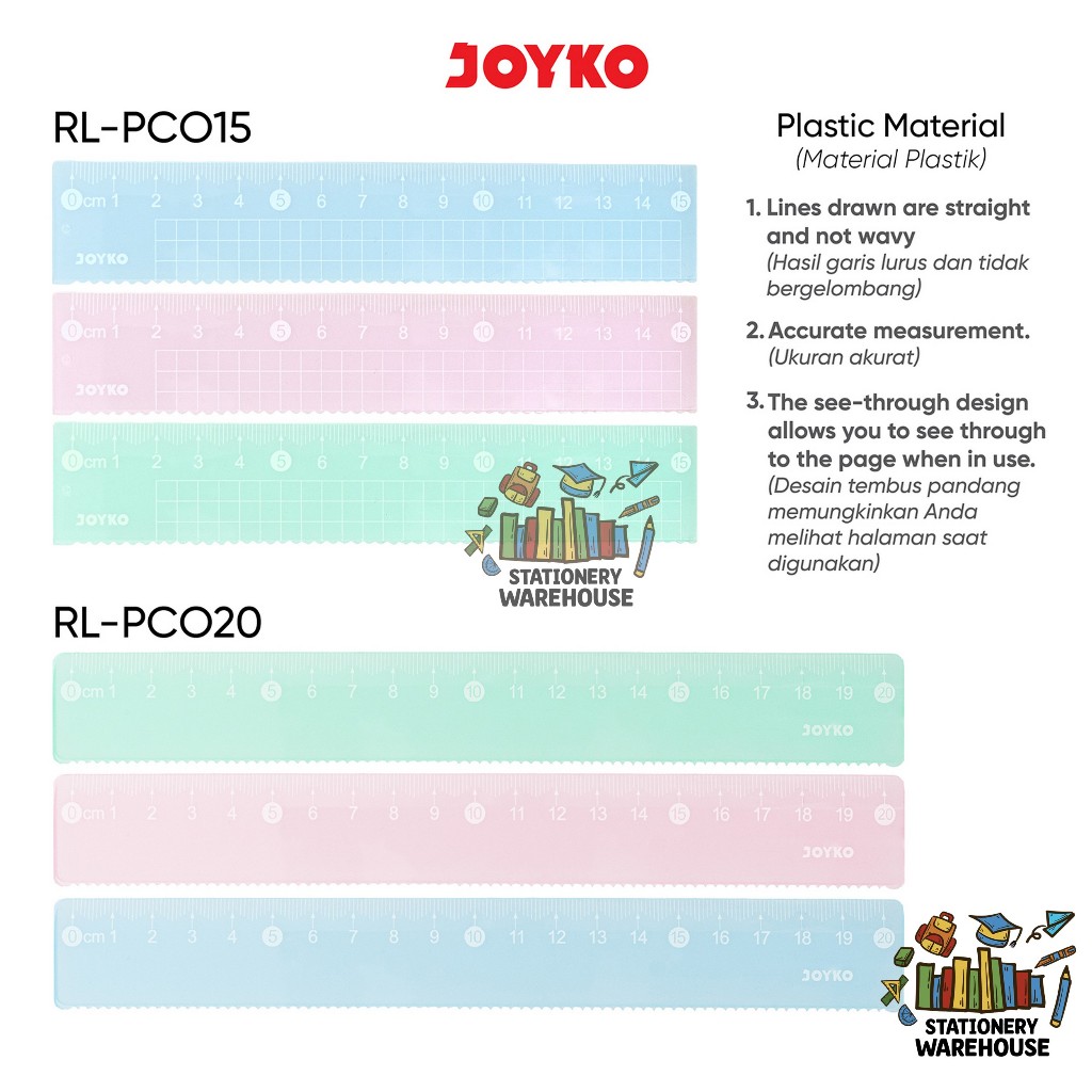 

Ruler JOYKO Penggaris RL-PCO15 RL-PCO20 15 20 CM Pastel Color
