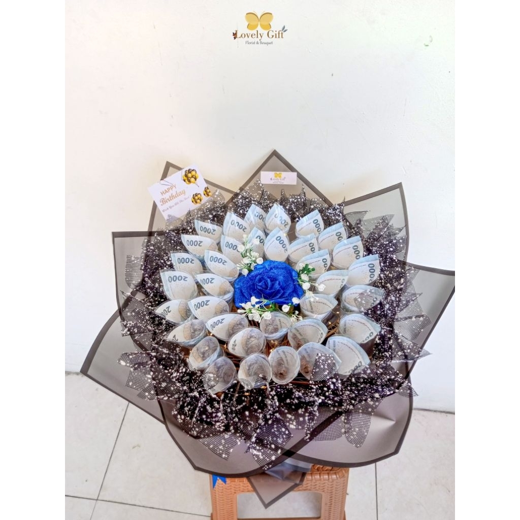 Round buket bunga uang 50rb an