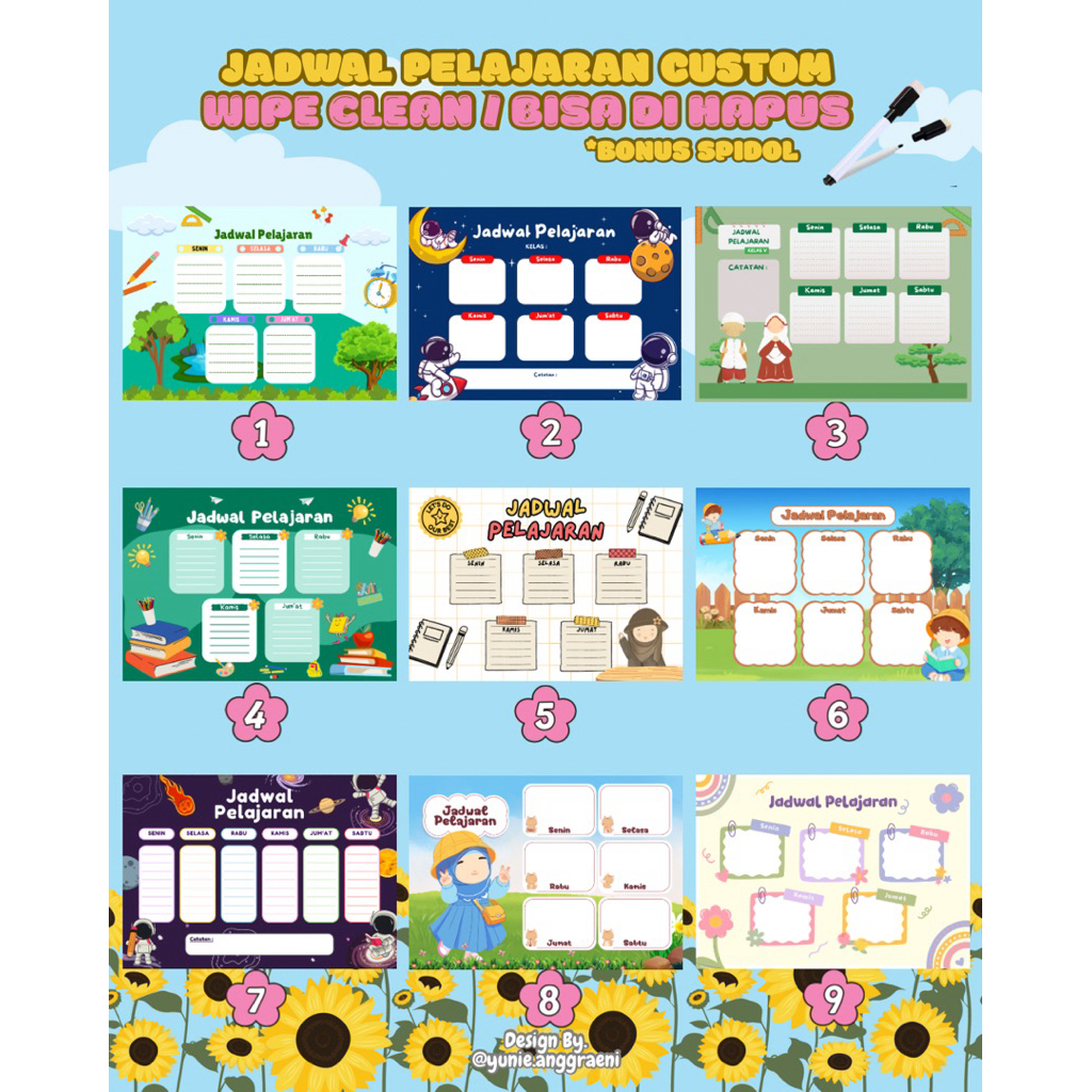 

JADWAL PELAJARAN WIPE & CLEAN CUSTOM LUCU By. @yunie.anggraeni