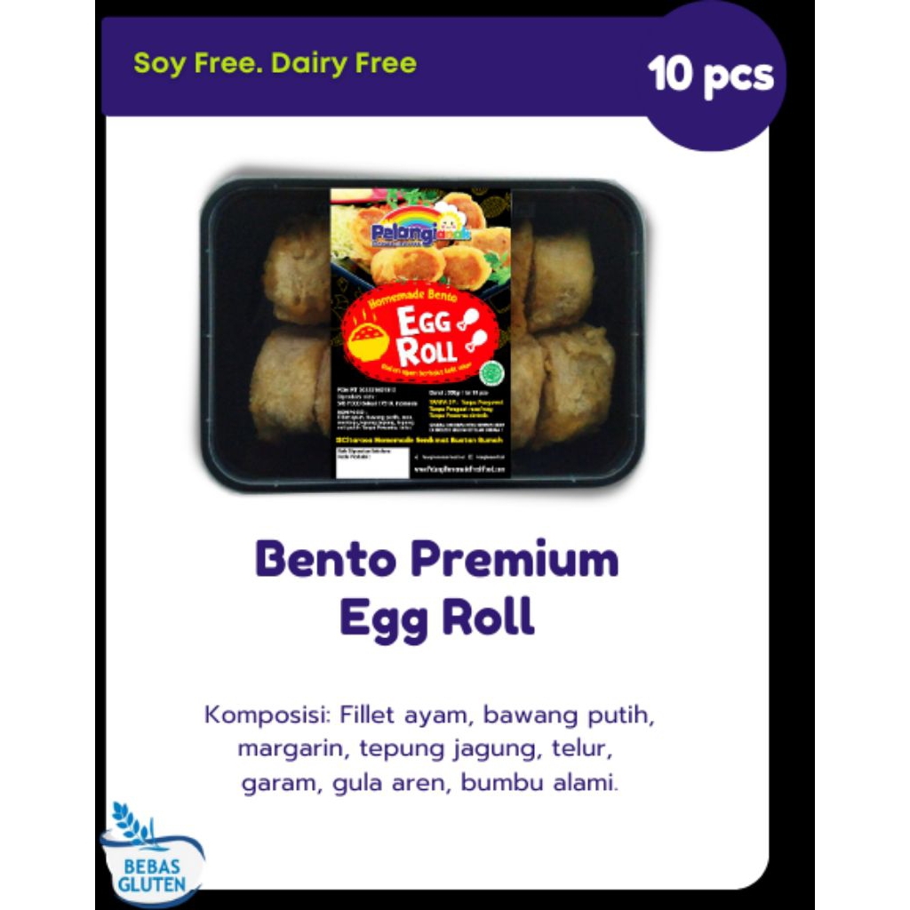 

Bento Egg Roll Gluten Free Pelangi Family Frozen Food | Halal | No MSG | Tanpa Gula Rafinasi | Tanpa Pengawet | Tanpa Pewarna | Tanpa Bahan Kimia | Bahan Alami | Makanan Anak | Kids Meal | Makanan Sehat | Frozen Food | Makanan Beku | Superfood Store