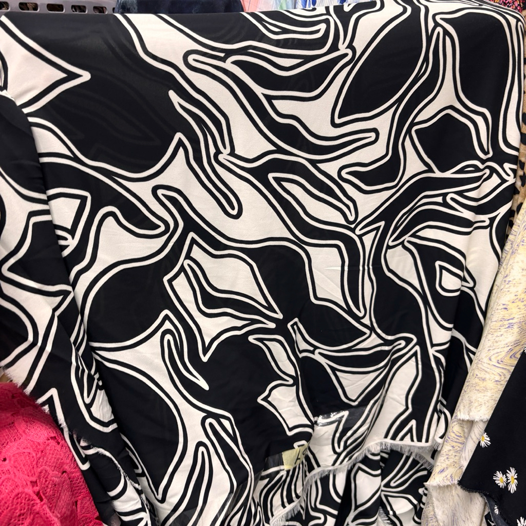 Kain Zara Crepe Motif Abstrak – Cocok untuk Gamis, Tunik, Kemeja lq