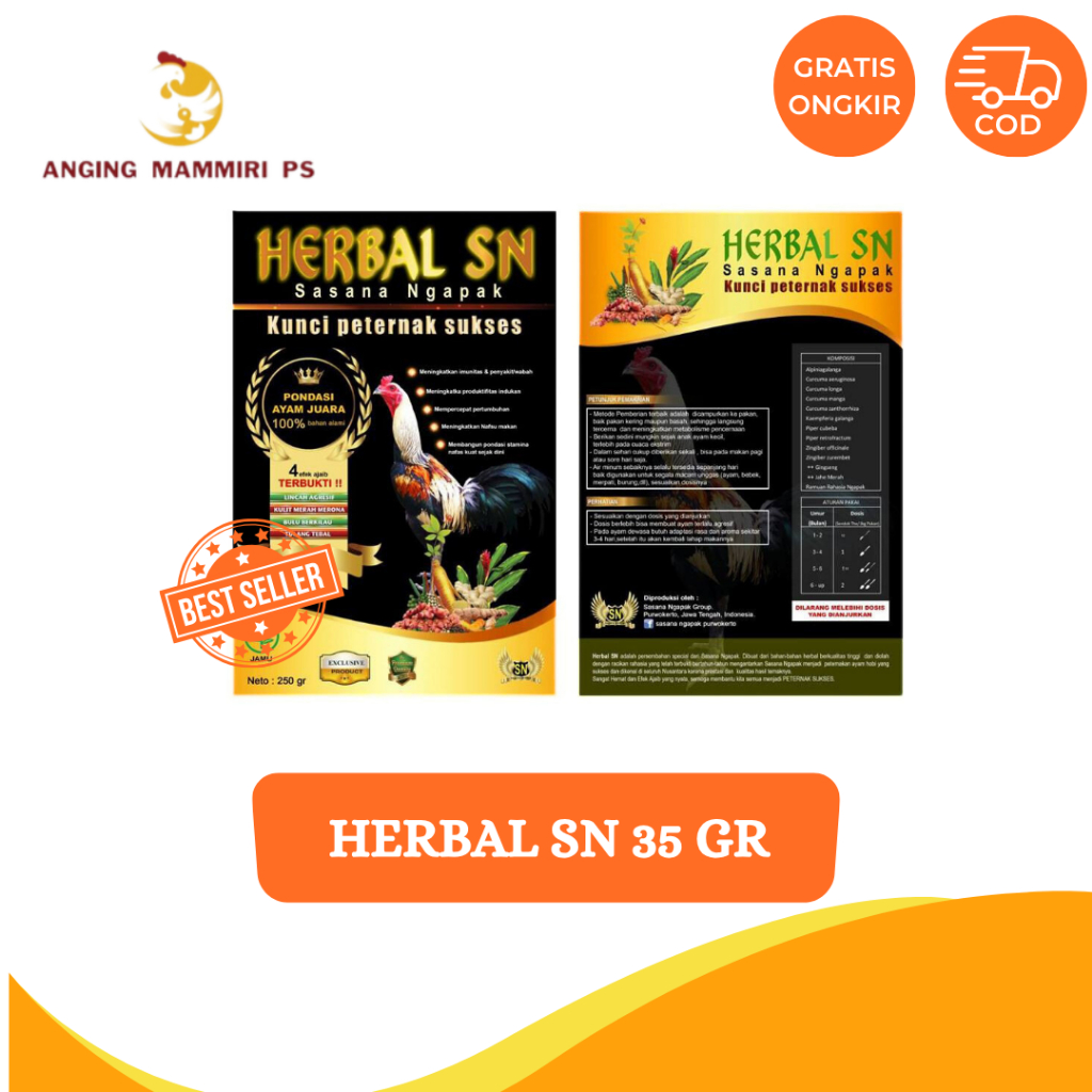 | 1 GANTUNG | HERBAL SN 35 GR  - Jamu herbal untuk peternakan ayam unggas