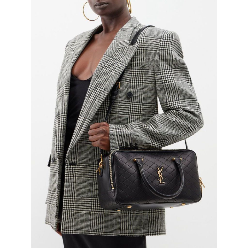 Liya Plaque Quilted Leather Duffle Bag