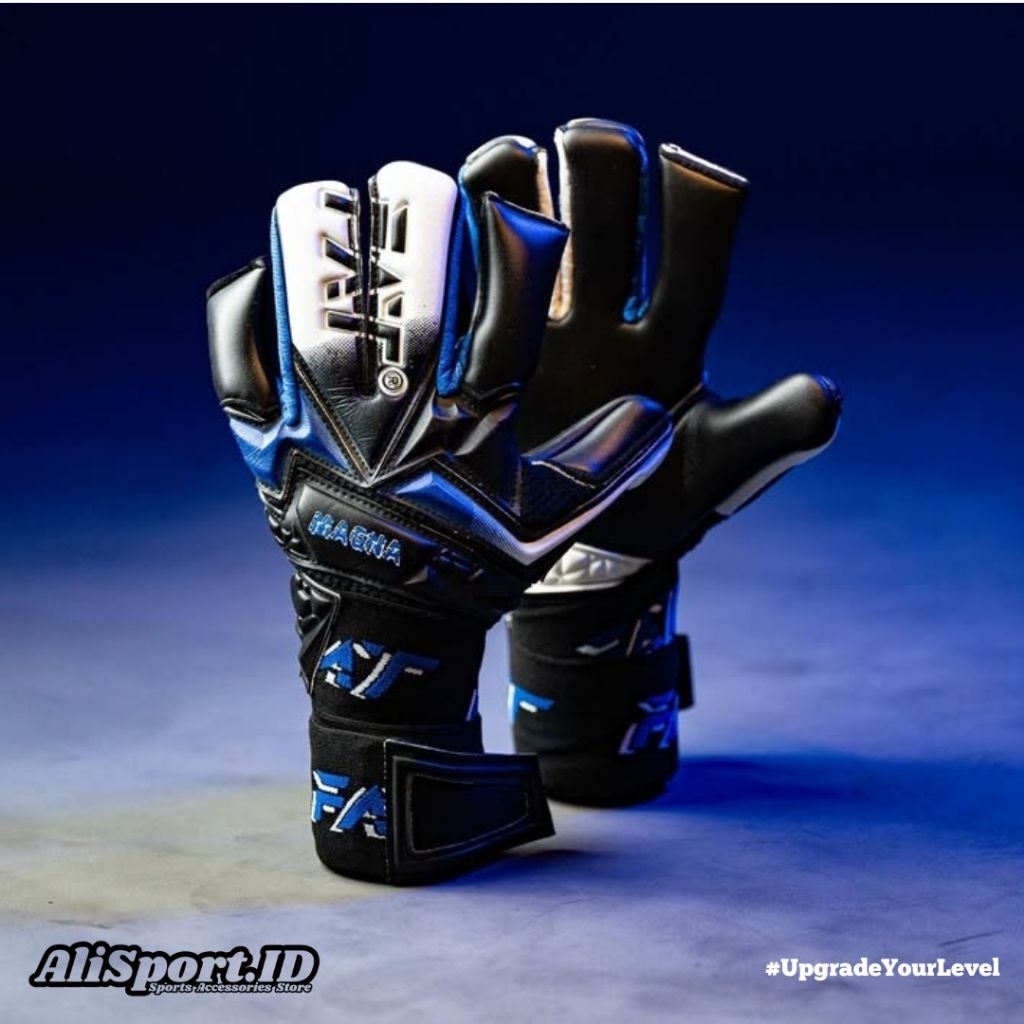 Sarung Tangan Kiper FAT Venom Magna Black Blue FAT21 Sepak Bola Original