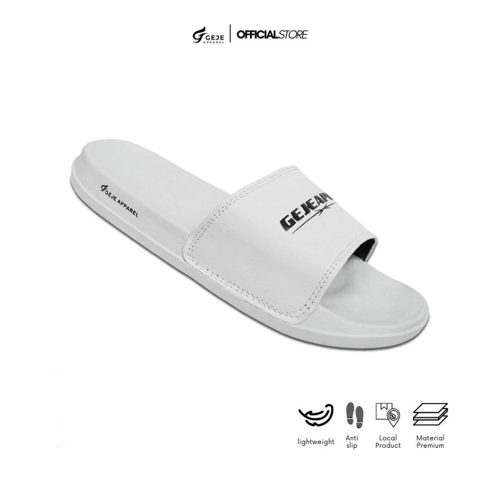 Geje Apparel Sandal Slop Slide WhiteGlossy Series