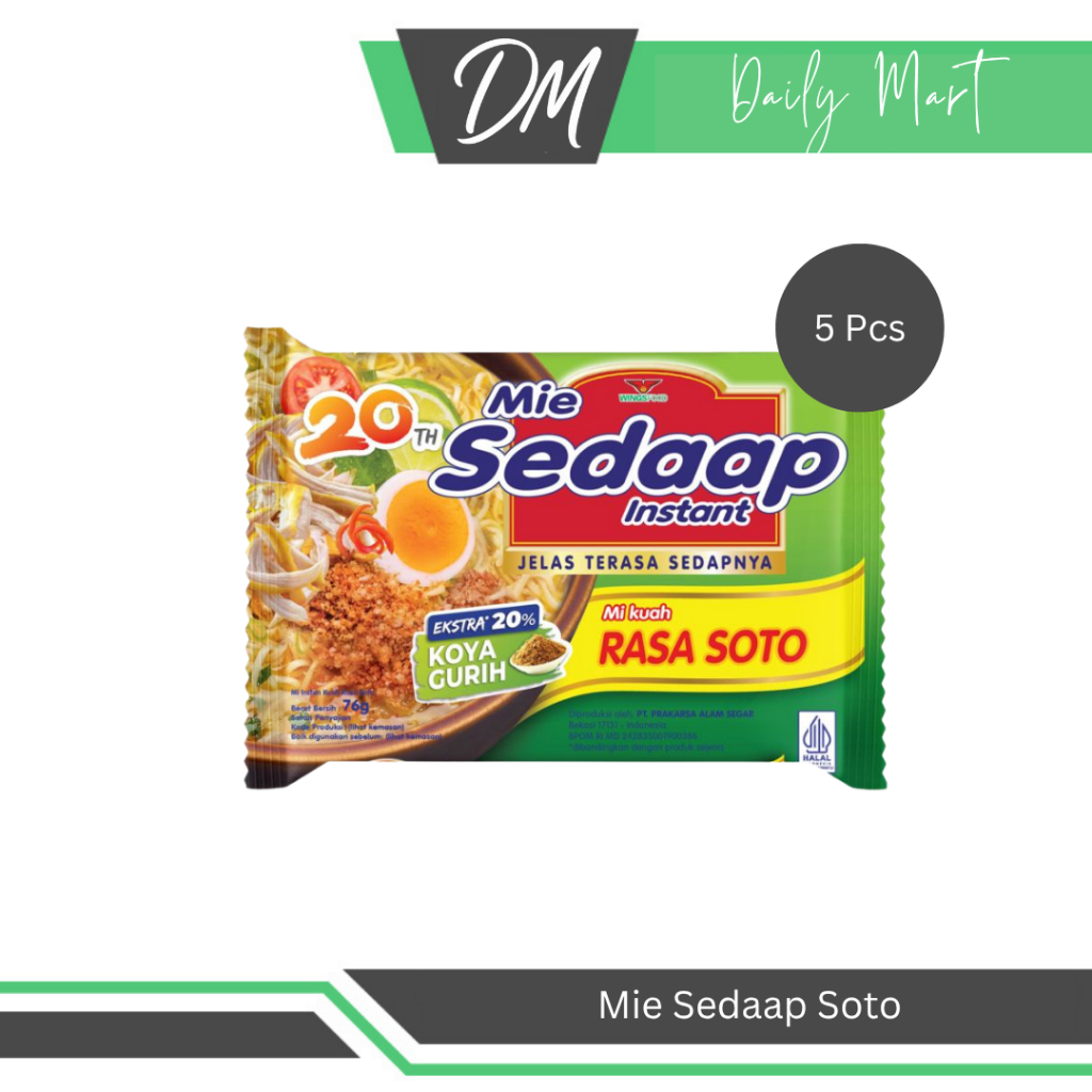 

Mie Sedaap Soto (Harga Per 5 Pcs) - Mie Instan Enak Murah