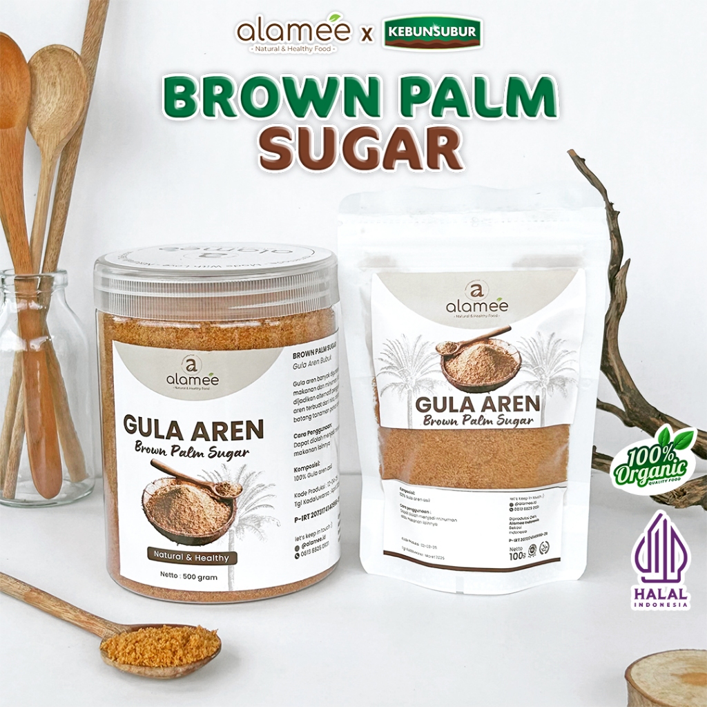 

ALAMEE Gula Aren Bubuk Organik Asli Palm Sugar Premium Semut Powder Natural Organic Kebunsubur