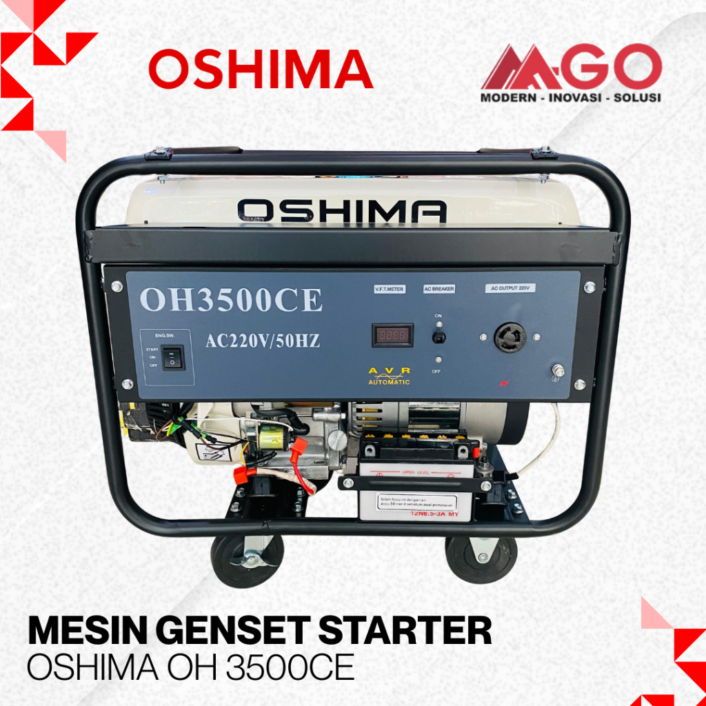 Genset OSHIMA OH3500CE 2200 Watt AVR Starter Roda - Mesin Genset Bensin Honda GP160