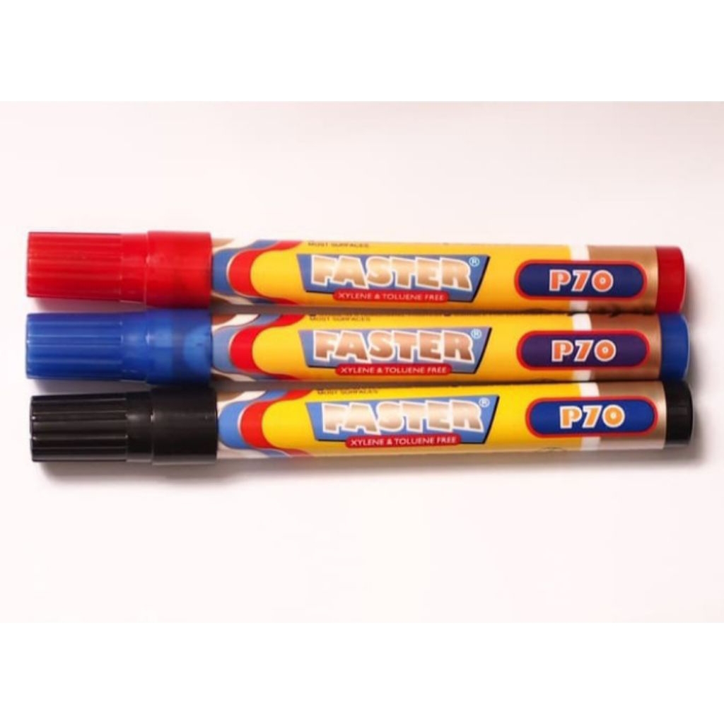 

Spidol permanen merk Faster P70 / SPIDOL FASTER Permanen P70 Hitam Merah Biru /Permanent Marker Murah (harga 1 pcs )