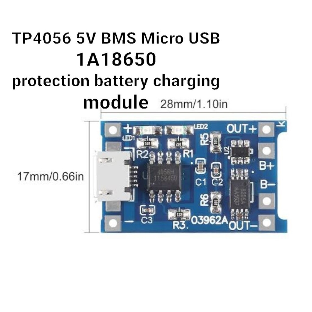 TP4056 5V BMS Micro USB 1A 18650 battery charging module