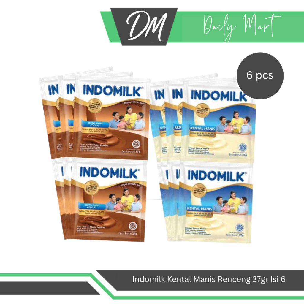

Indomilk Kental Manis Renceng 37gr Isi 6 Sachet Rasa Original/Coklat - Susu Kental Manis Premium Enak Murah Bergizi