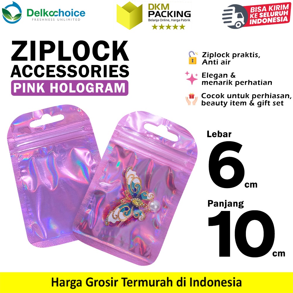 

Plastik Klip PINK HOLOGRAM Ziplock Bag Accessory Kemasan Aksesoris Souvenir Termurah DELKOCHOICE