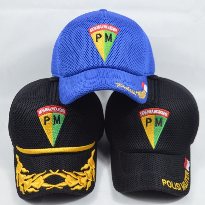 Topi PM Polisi Militer TNI AD Double Mess Warna Biru Muda/Hitam